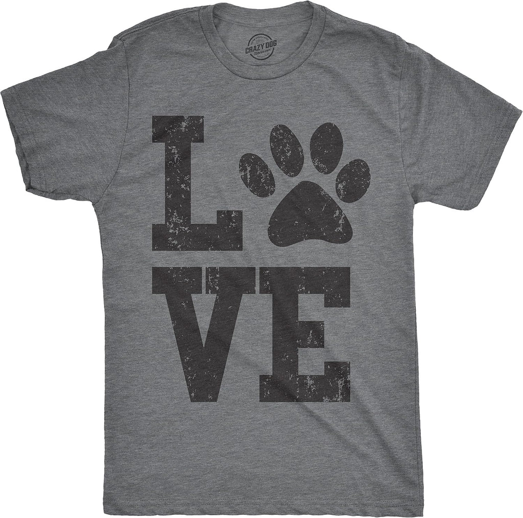 Mens Love Paw T Shirt Cute Adorable Dog Lover Pet Tee for Guys