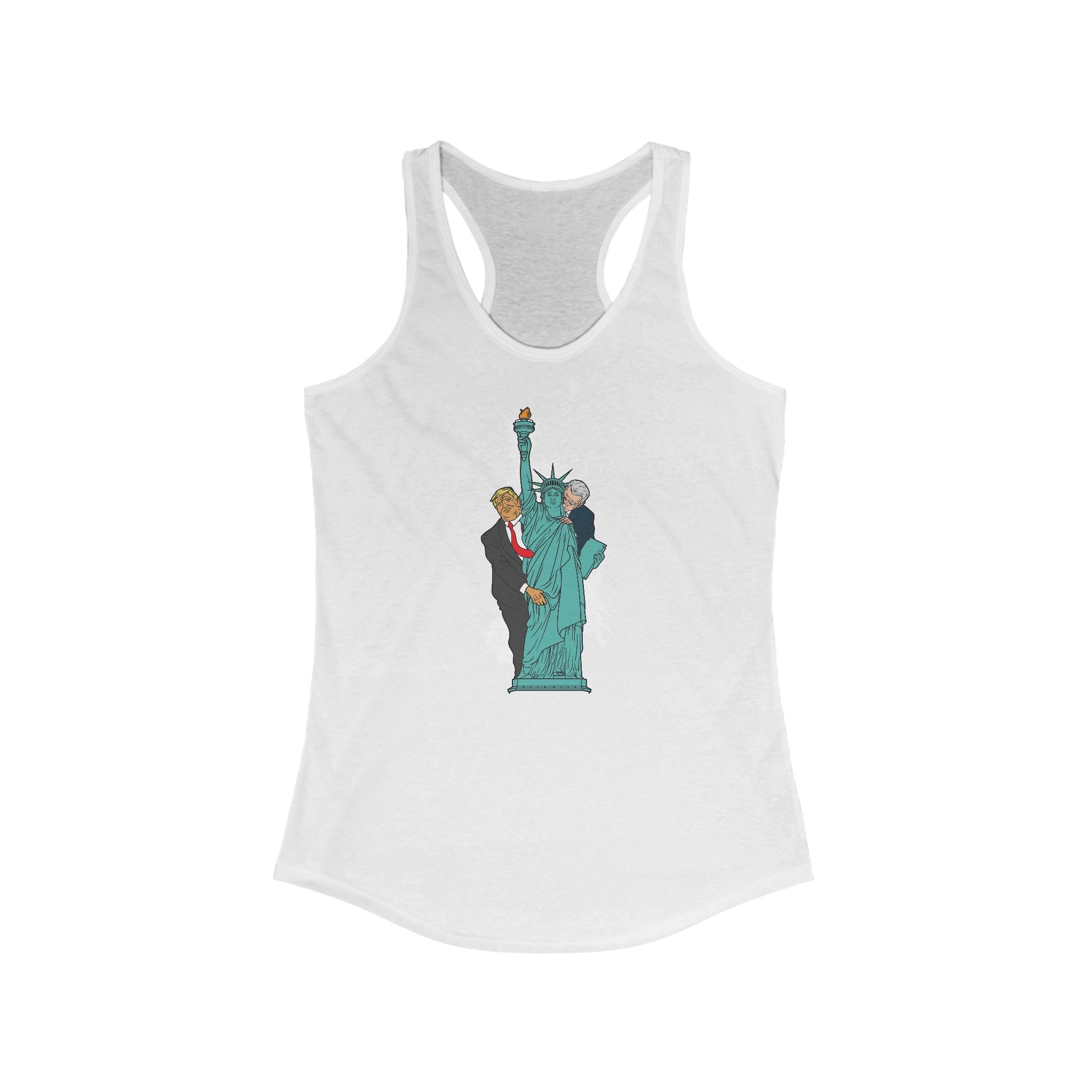 Trump Biden Statue Of Liberty - Menage A Trois  - Women’s Racerback Tank