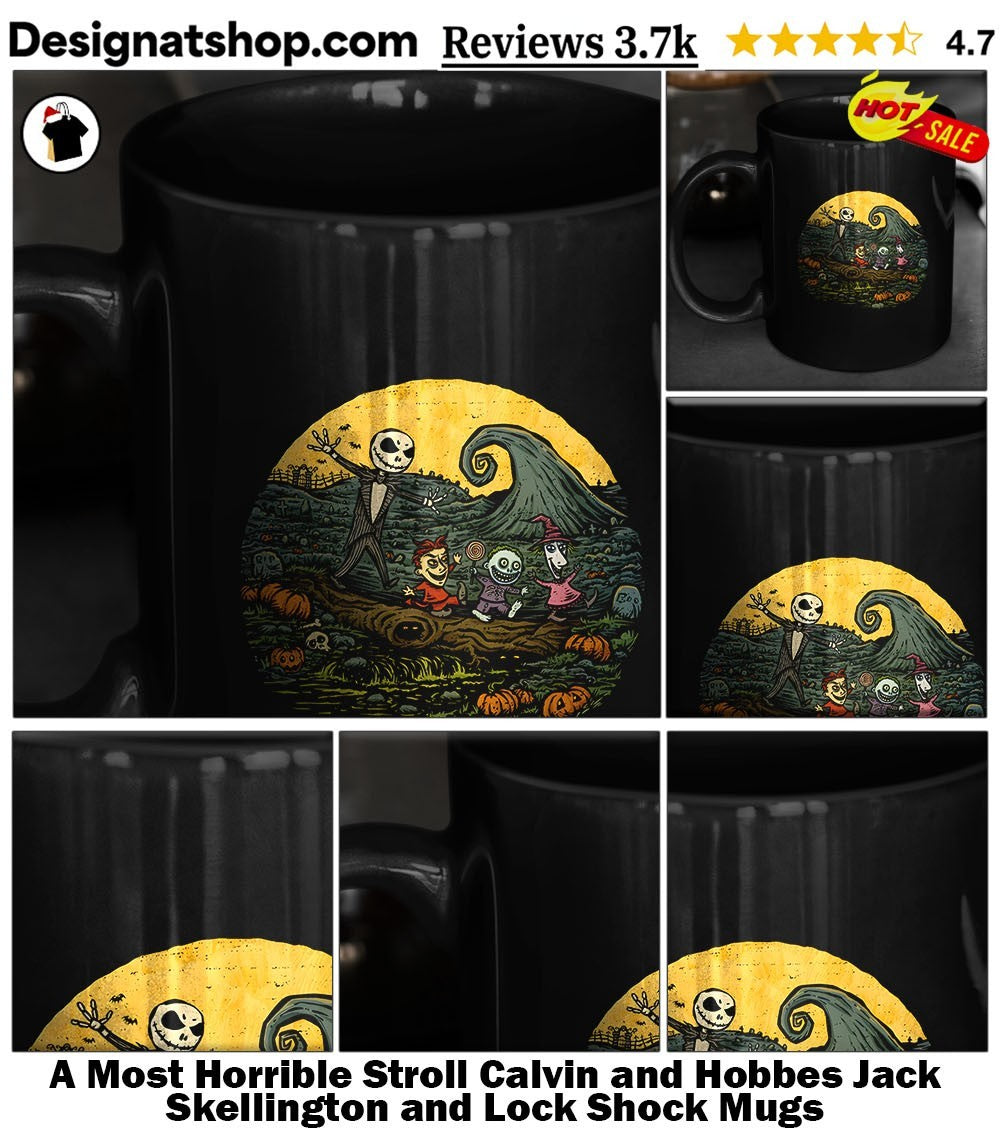 A Most Horrible Stroll Calvin and Hobbes Jack Skellington and Lock Shock shirt