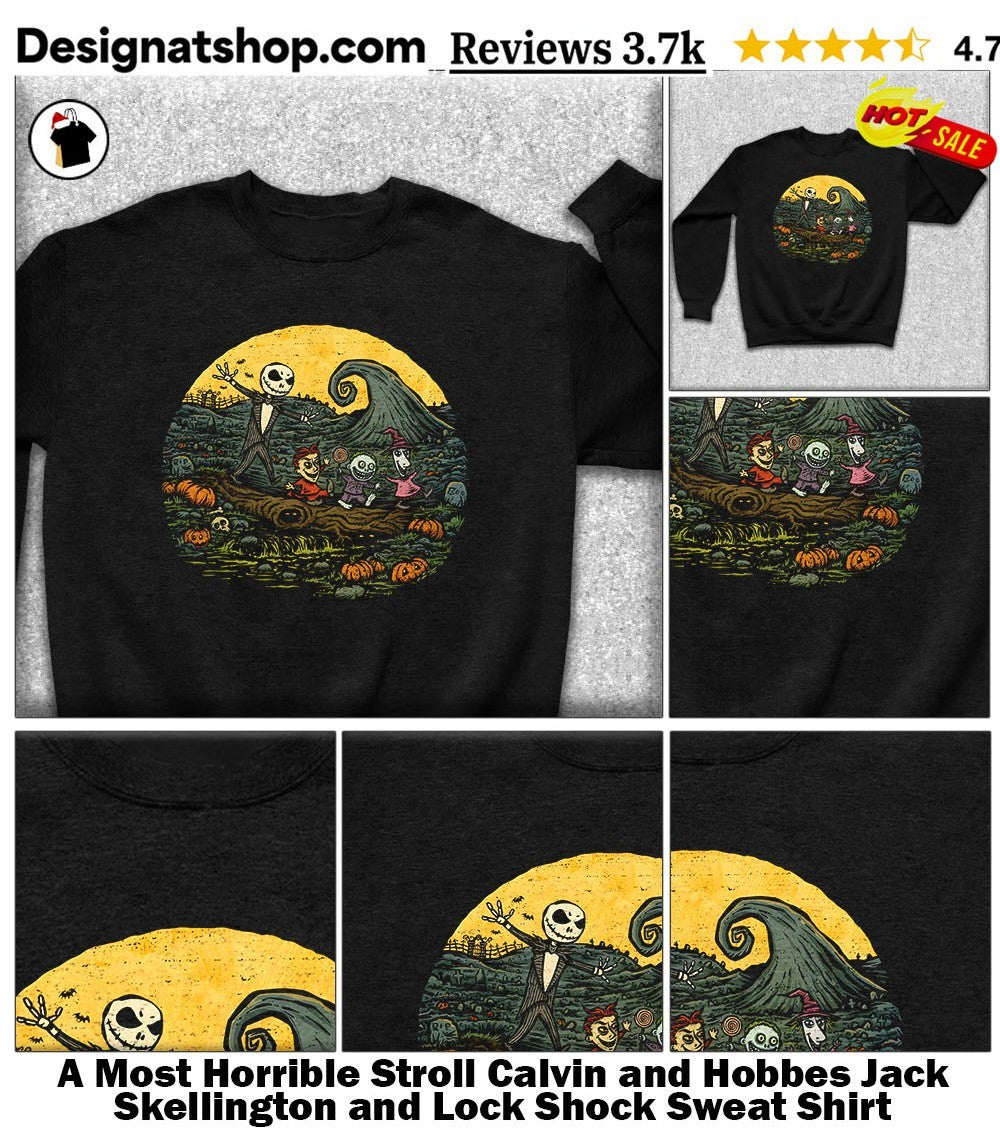 A Most Horrible Stroll Calvin and Hobbes Jack Skellington and Lock Shock shirt