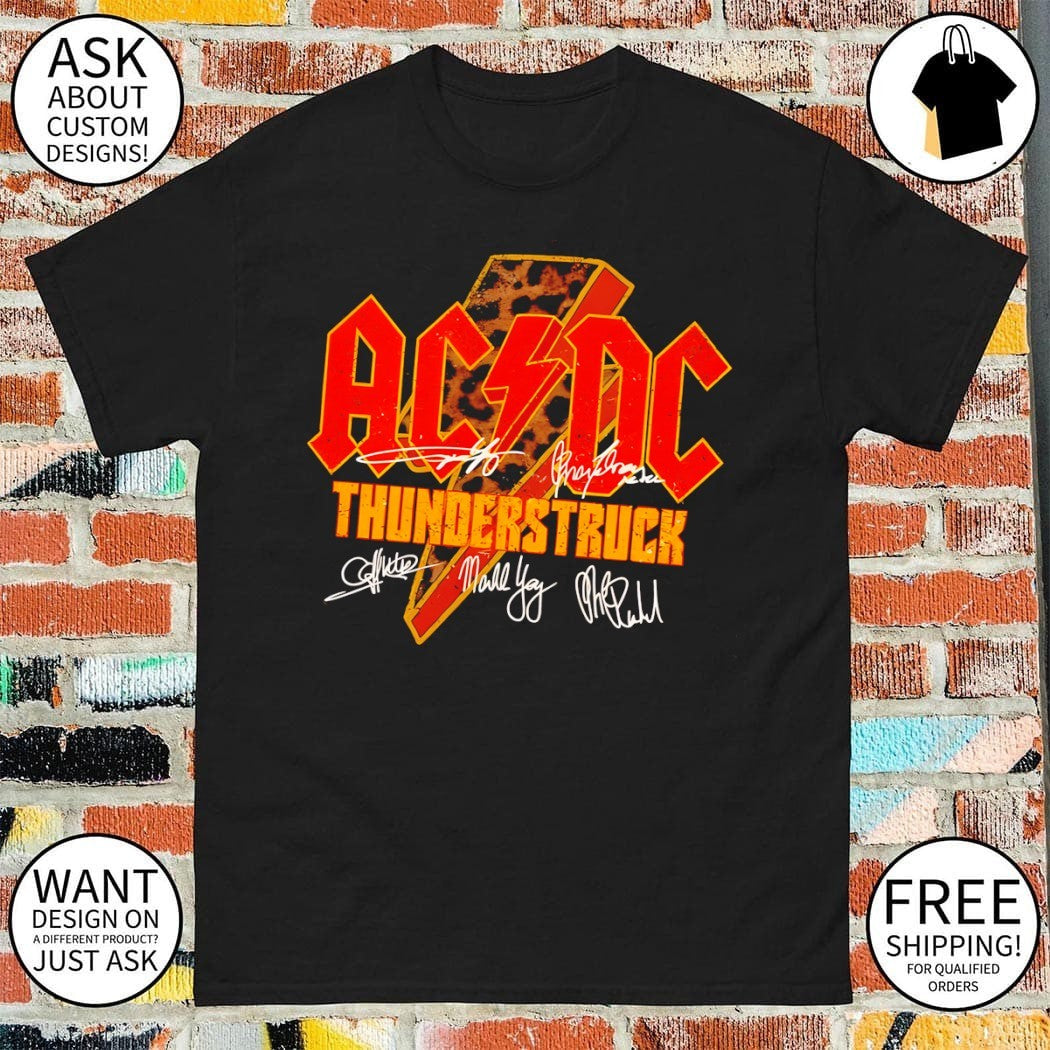 ACDC Thunderstruck Leopard Lightning Retro Rock Band shirt