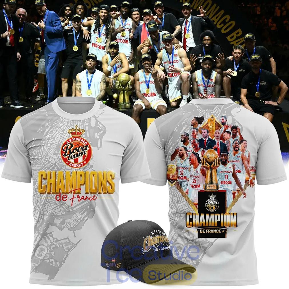 AS Monaco Basket 2026 Betclic Élite Champions Two-Sided Graphic T-Shirt