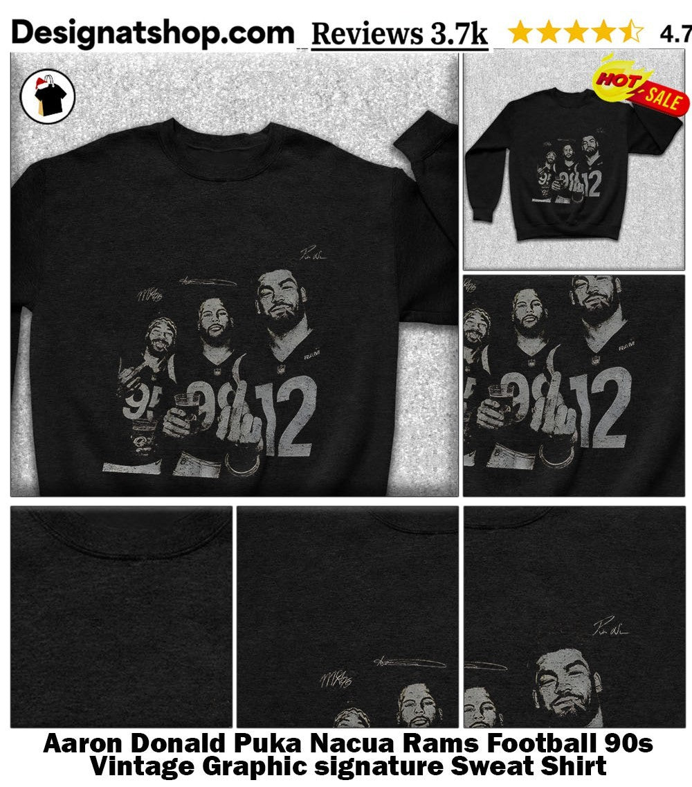 Aaron Donald Puka Nacua Rams Football 90s Vintage Graphic signature shirt