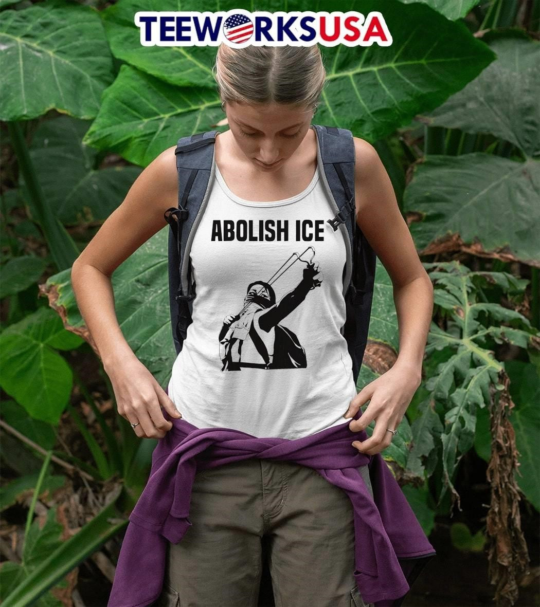 Abolish Ice Activist with Slingshot Graphic shirt