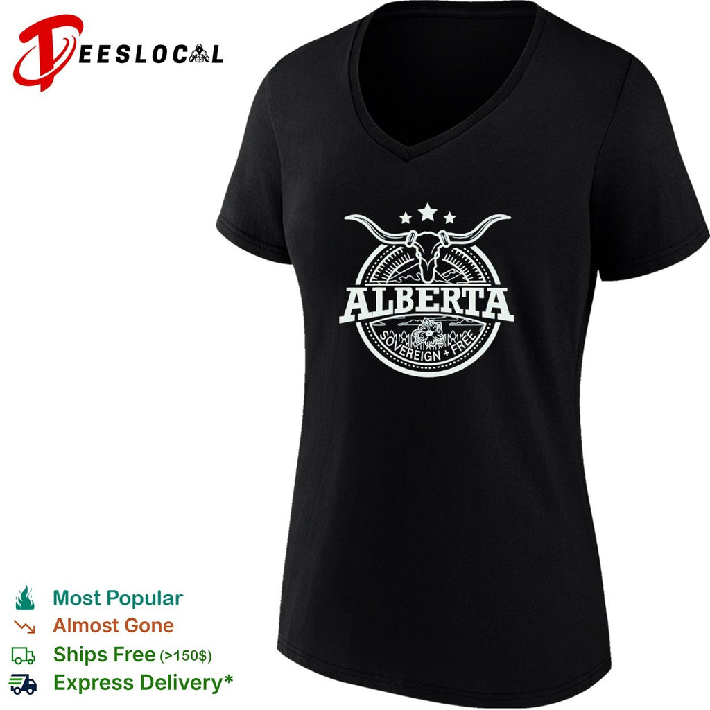 Alberta Canadian province cow skull sovereign free shirt