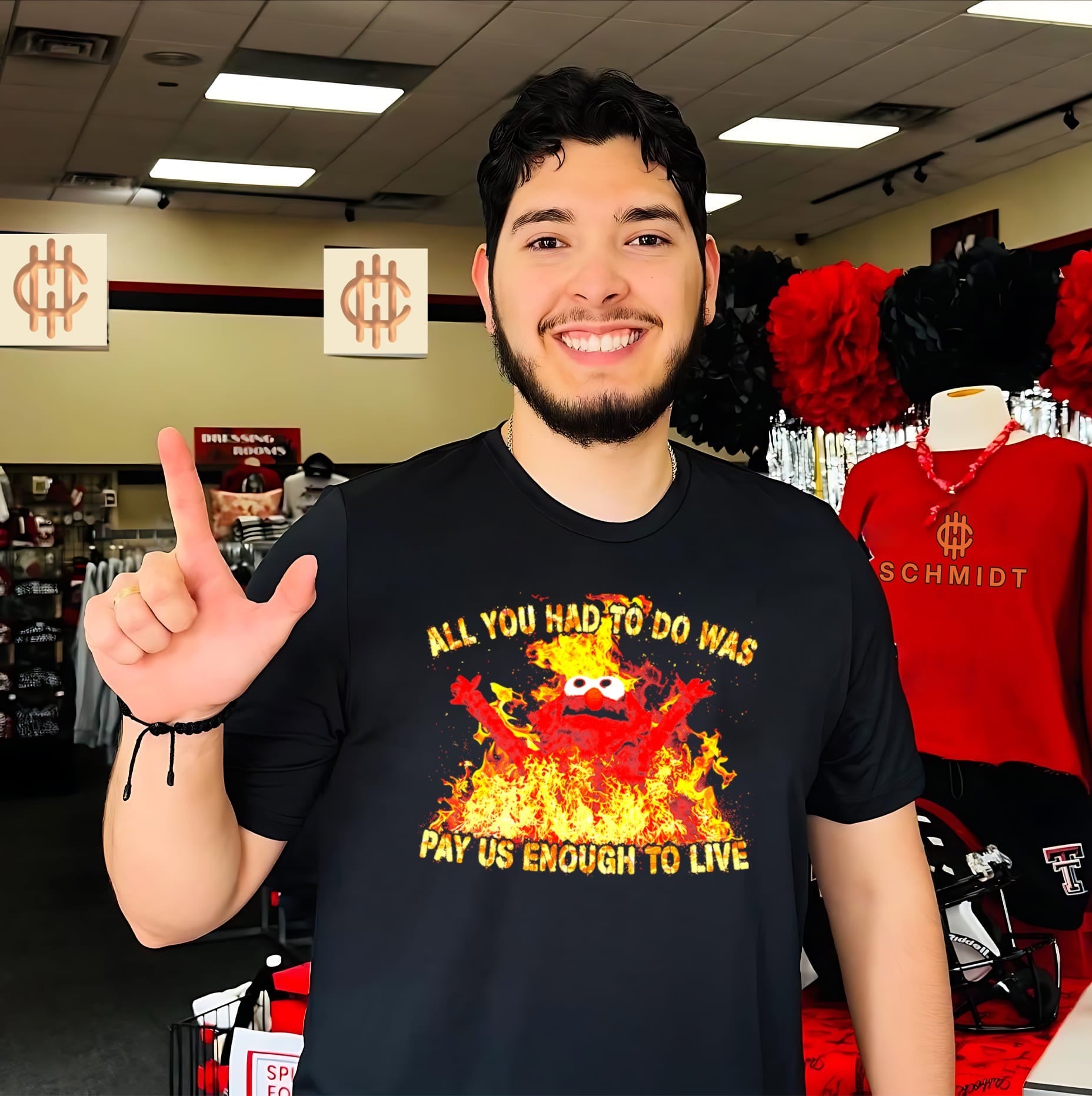 All You Had to Do Was Pay Us Enough to Live fire graphic shirt