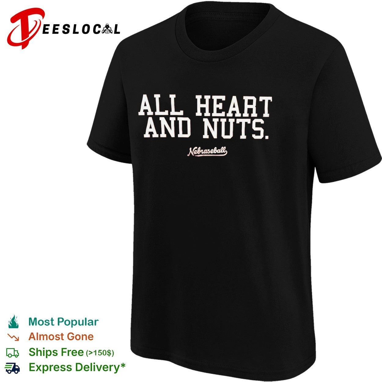 All heart and nuts Nebraseball Nebraska Cornhuskers Baseball shirt