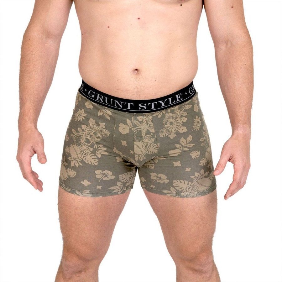 Base Command 2-Pack Boxer Briefs - Dark Gray & Tropical Death Military Green