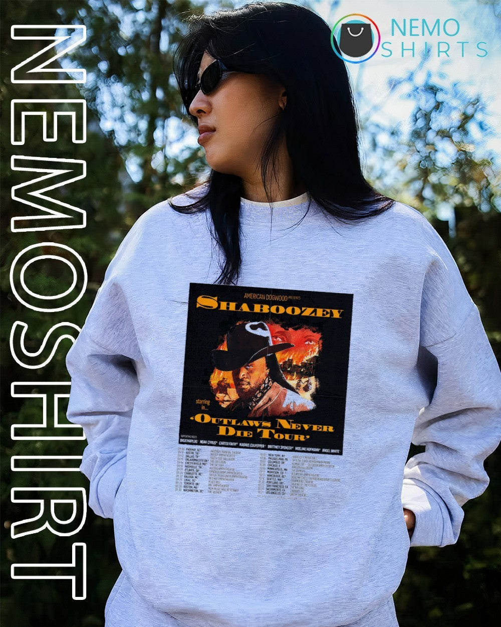 American Dogwood Shaboozey outlaws never die tour shirt