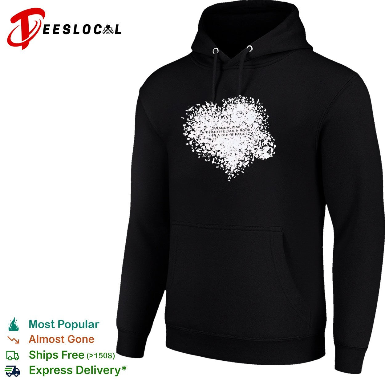 Anarchy shattered heart vandalism beautiful as a rock in a cops face shirt