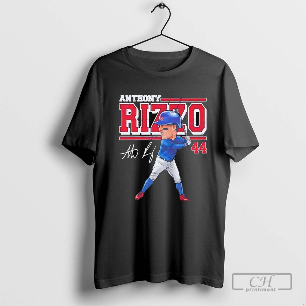 Anthony Rizzo Cartoon Batting Chicago Cubs