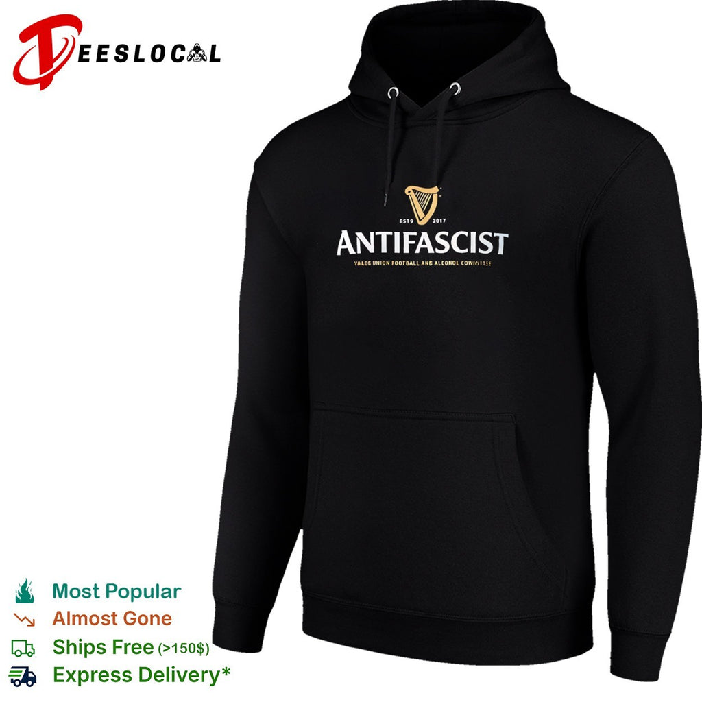Antifascist trade union football and alcohol committee harp logo shirt