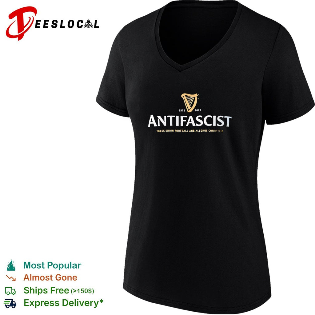 Antifascist trade union football and alcohol committee harp logo shirt