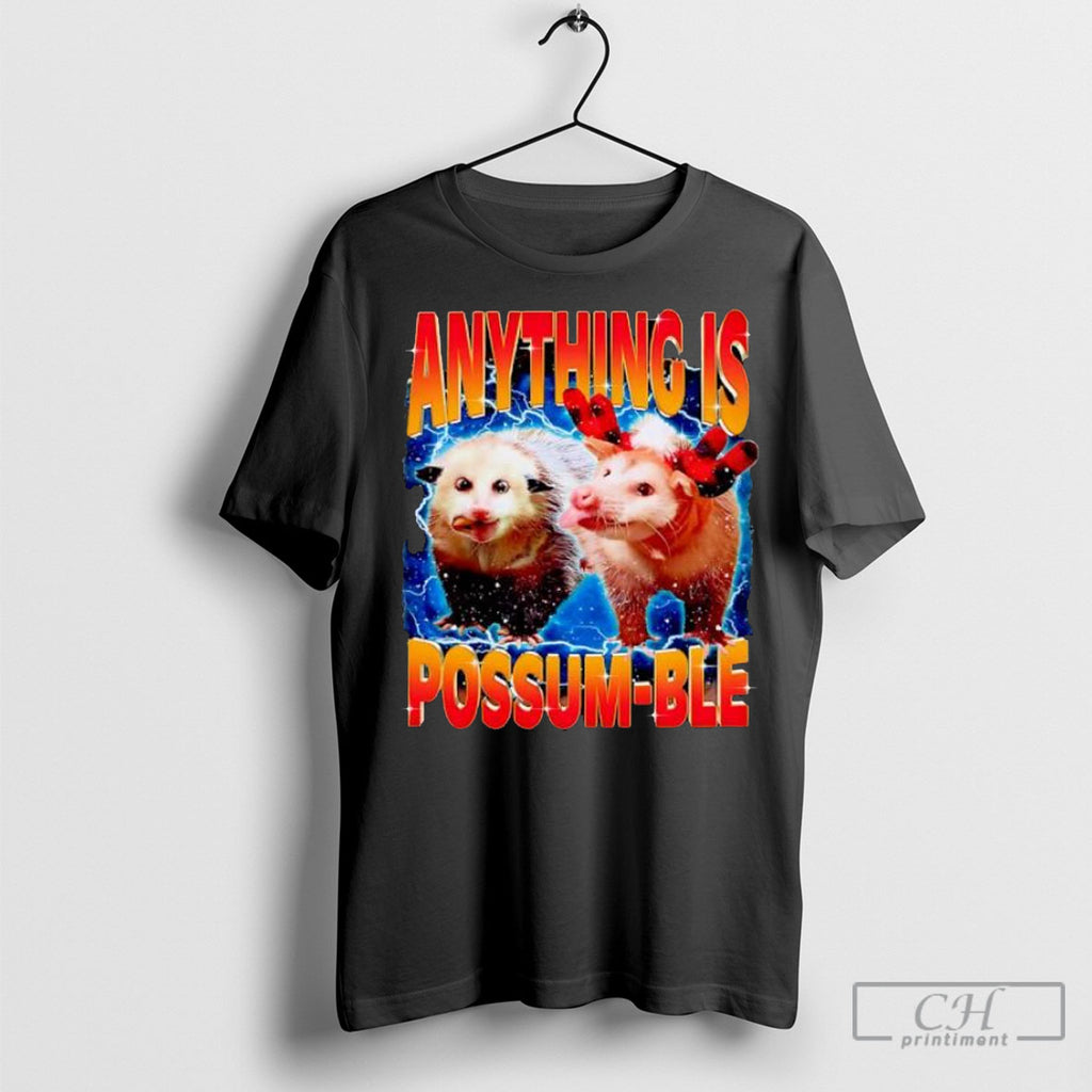 Anything Is Possum Ble Opossum Funny Lightning Shirt Tee