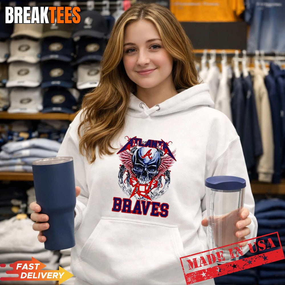 Atlanta Braves Skull MLB Graphic T-Shirt