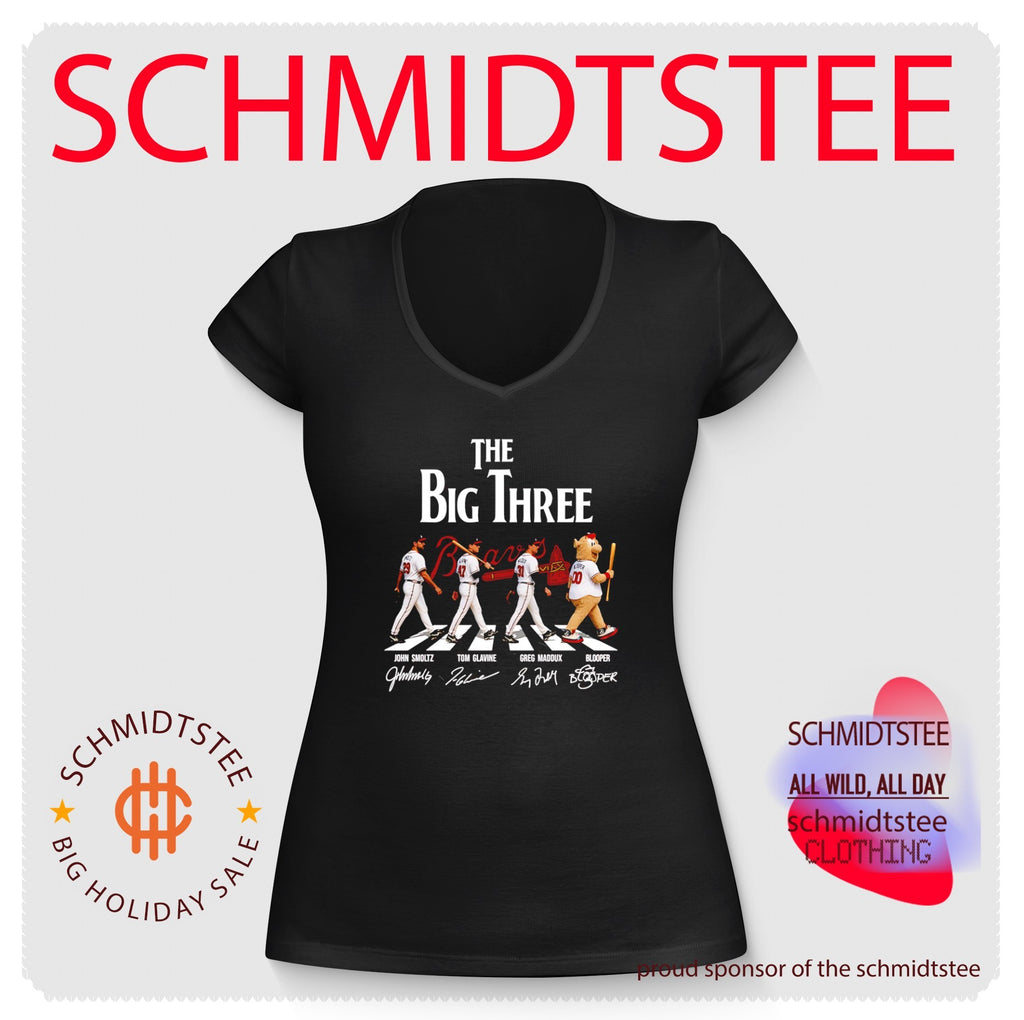Atlanta Braves The Big Three John Smoltz Tom Glavine Greg Maddux and Blooper shirt
