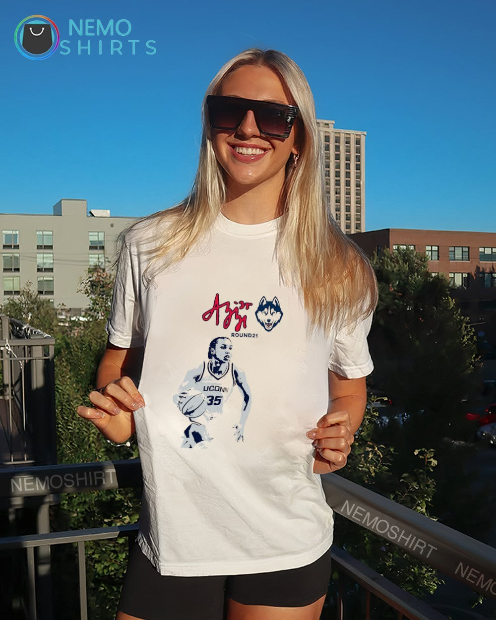 Azzi Fudd 35 UConn Huskies round 21 signature shirt