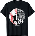 Philippians 4:13 Baseball Player Graphic with Bible Verse T-Shirt