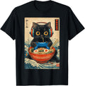 Cat Ramen Japanese Funny Graphic Tees Kawaii Cat Anime Gifts T-Shirt
