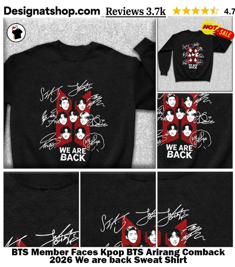 BTS Member Faces Kpop BTS Arirang Comback 2026 We are back shirt