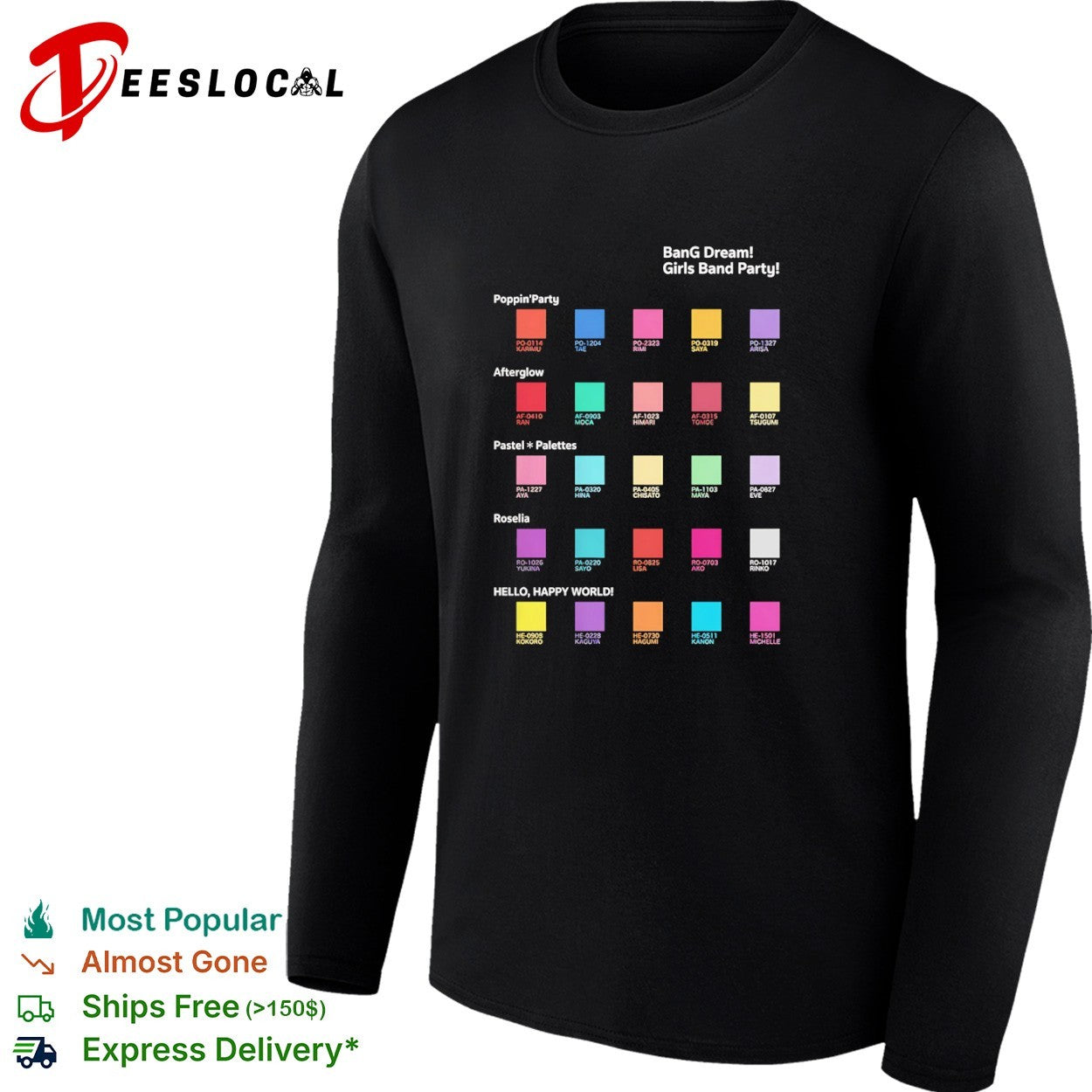 Bang Dream Girls Band Party PoppinParty Afterglow Pastel Palettes Roselia shirt