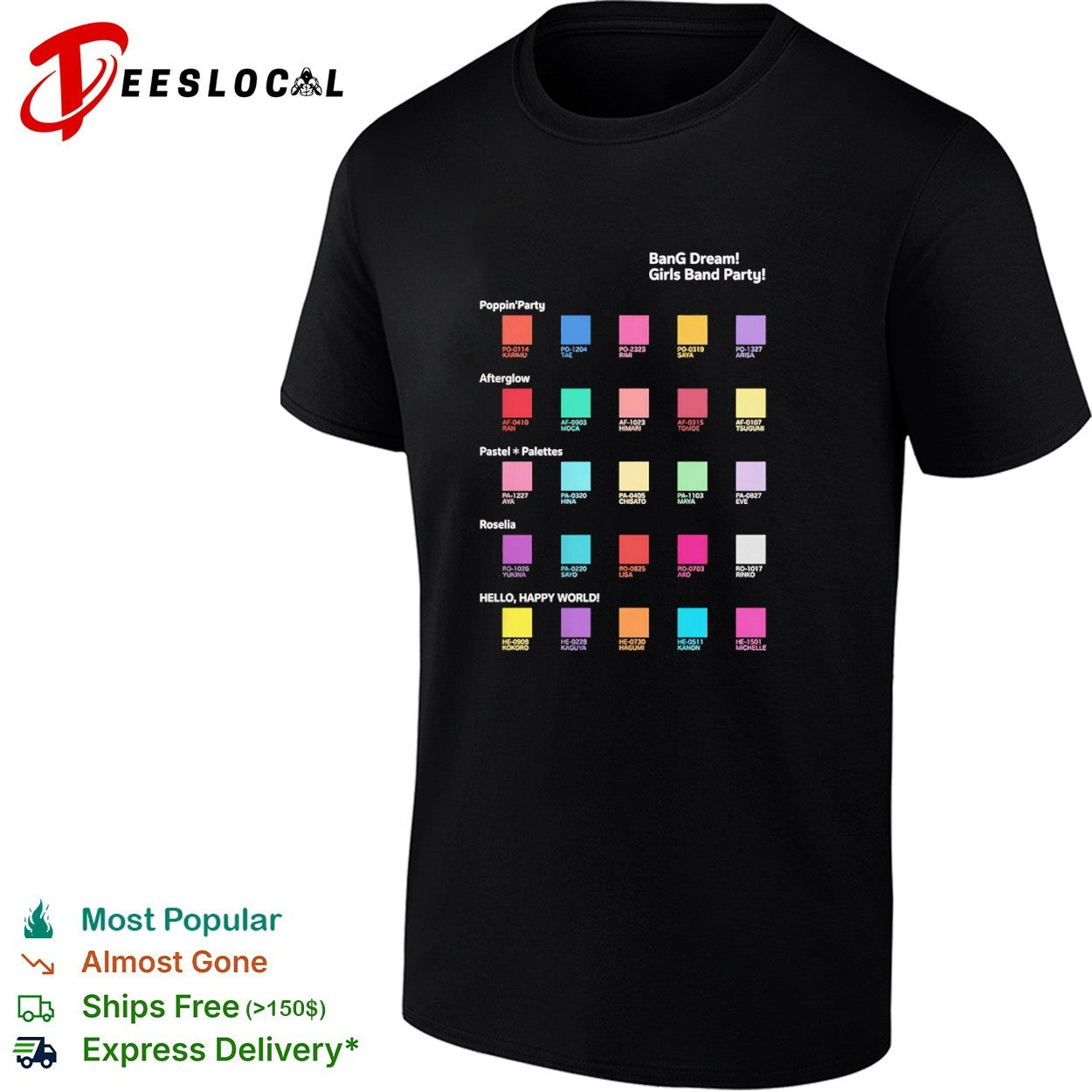 Bang Dream Girls Band Party PoppinParty Afterglow Pastel Palettes Roselia shirt