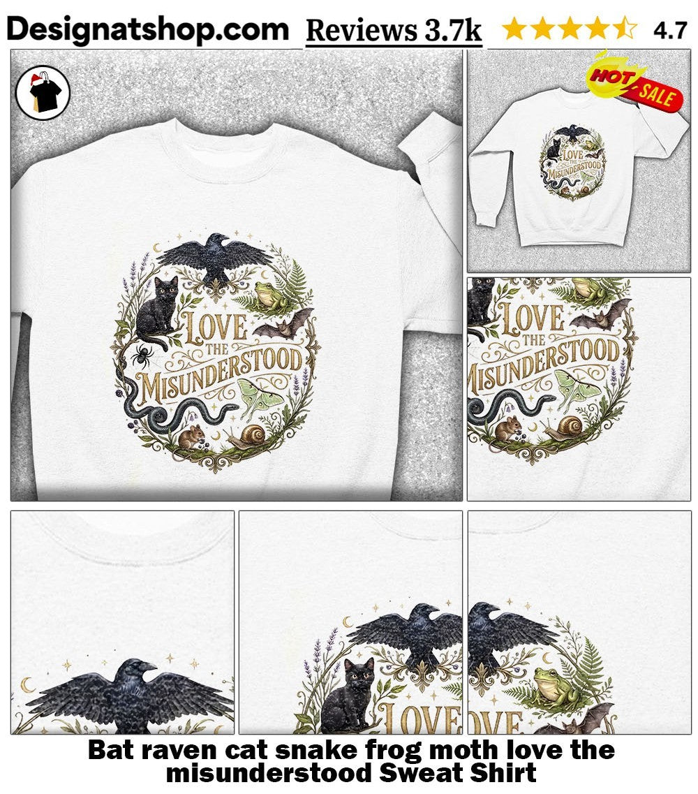 Bat raven cat snake frog moth love the misunderstood shirt
