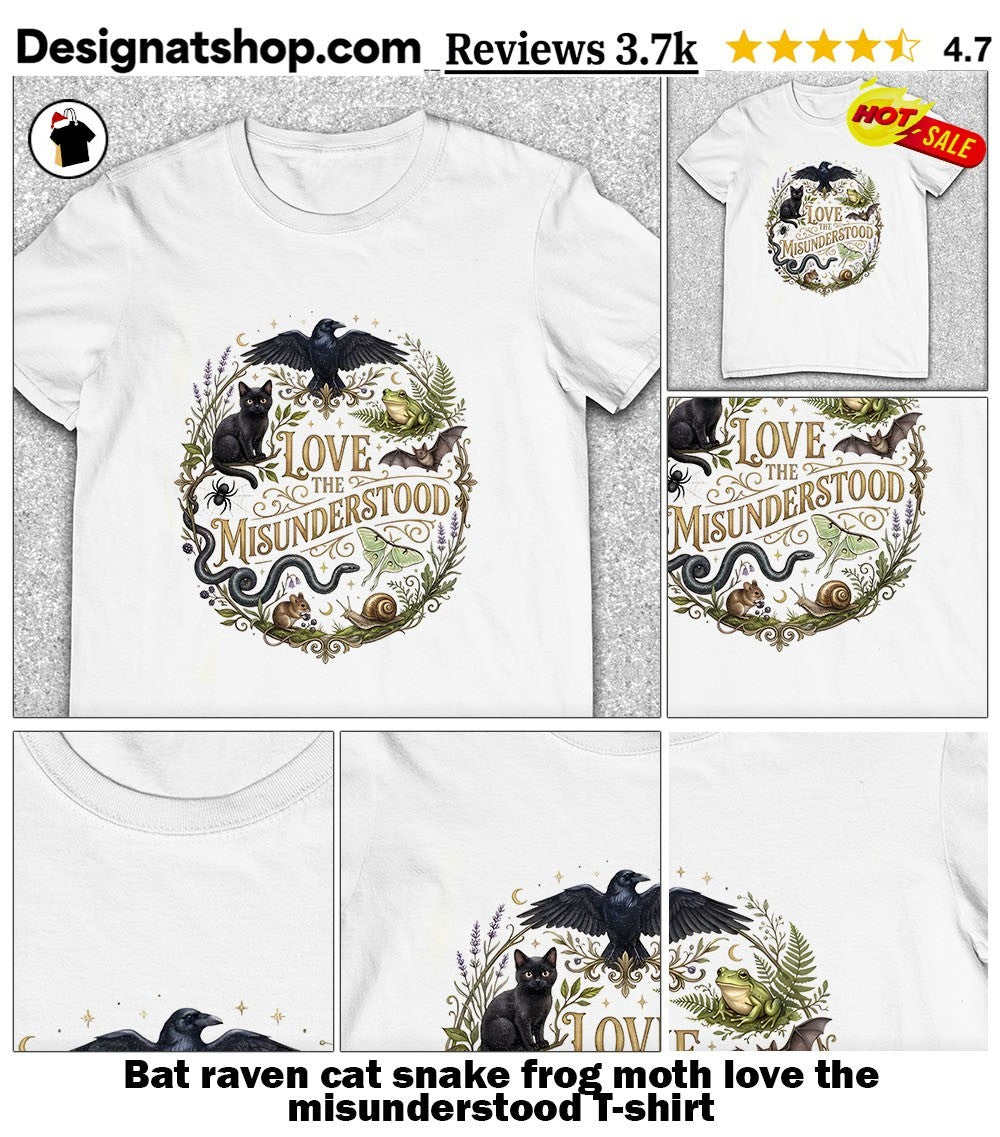 Bat raven cat snake frog moth love the misunderstood shirt