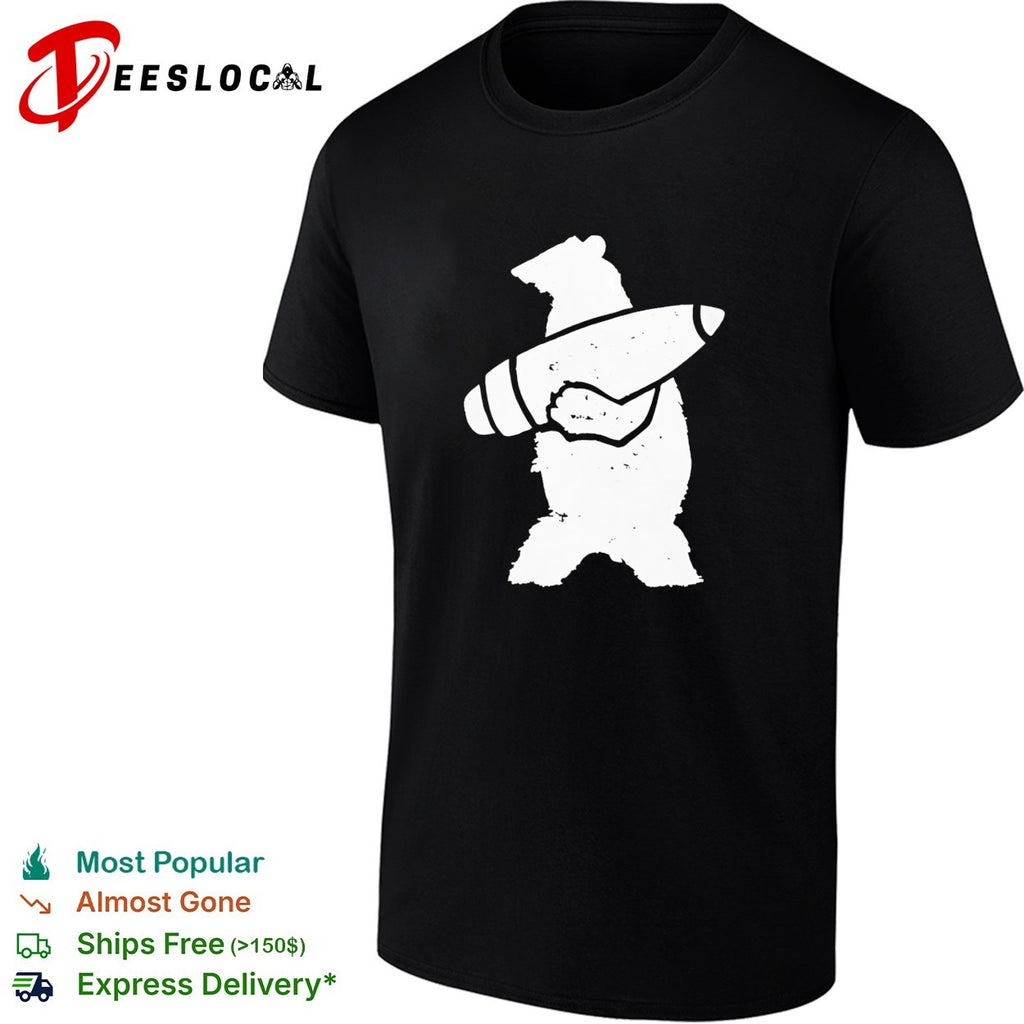 Bear holding rocket missile mascot shirt