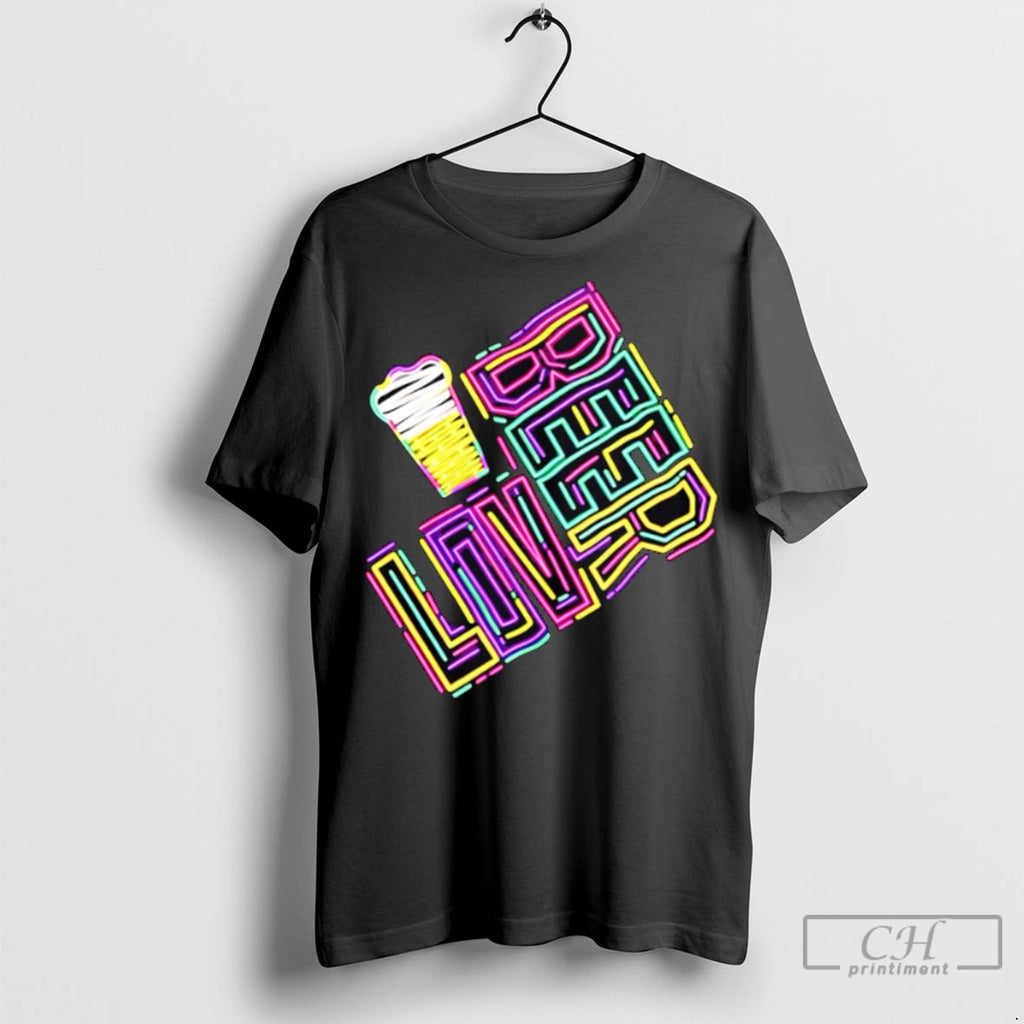 Beer Lover Text Neon Design T Shirt Jpg