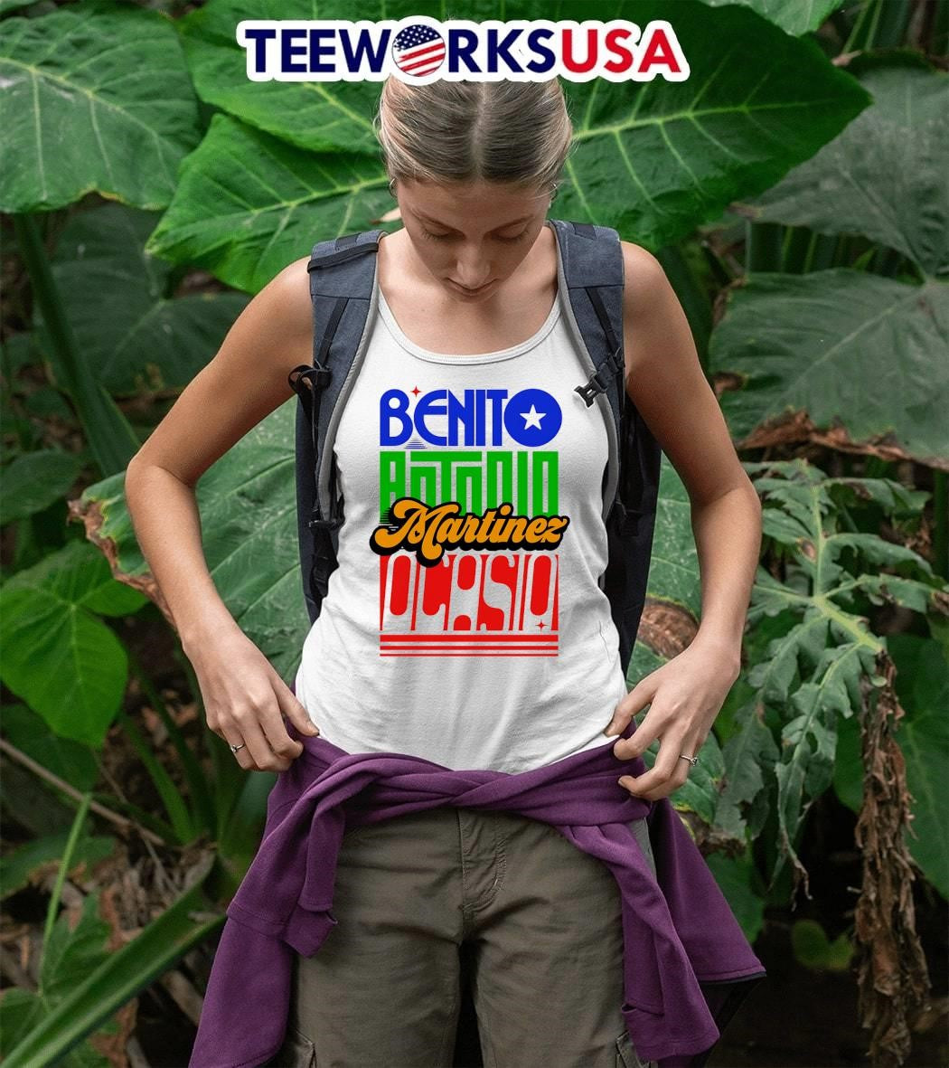Benito Antonio Martinez Ocasio colorful bold typography text shirt