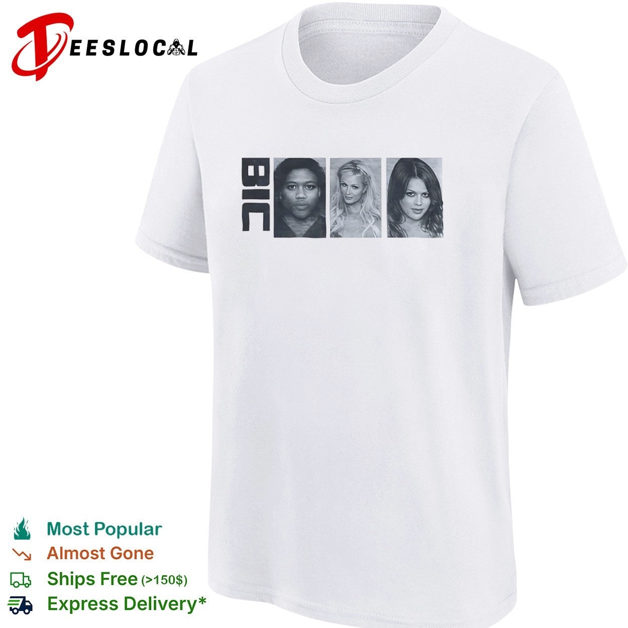 Bic pen company logo with celebrity faces shirt