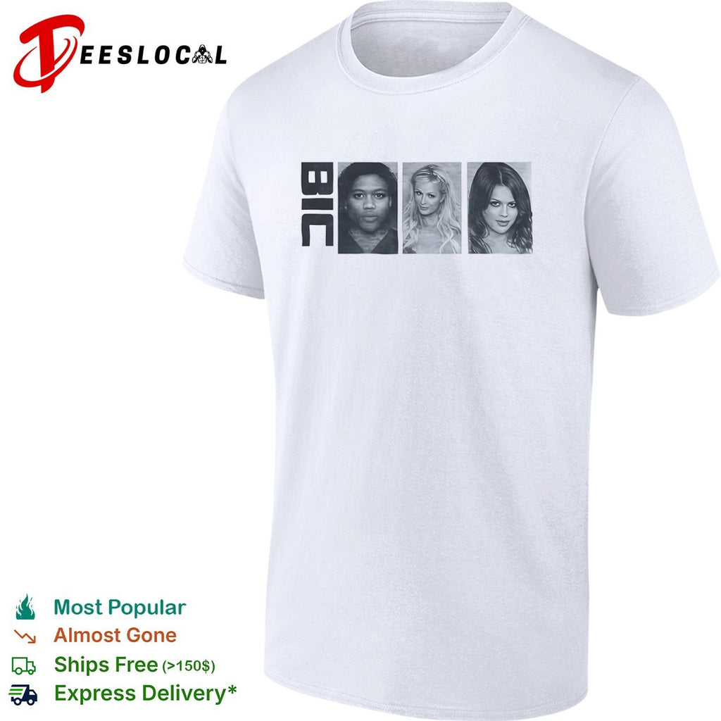 Bic pen company logo with celebrity faces shirt