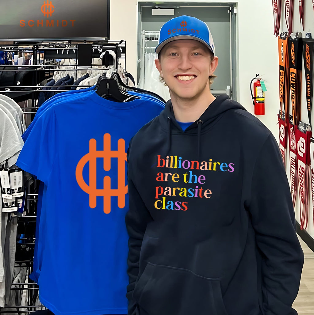 Billionaires are the parasite class rainbow color text shirt