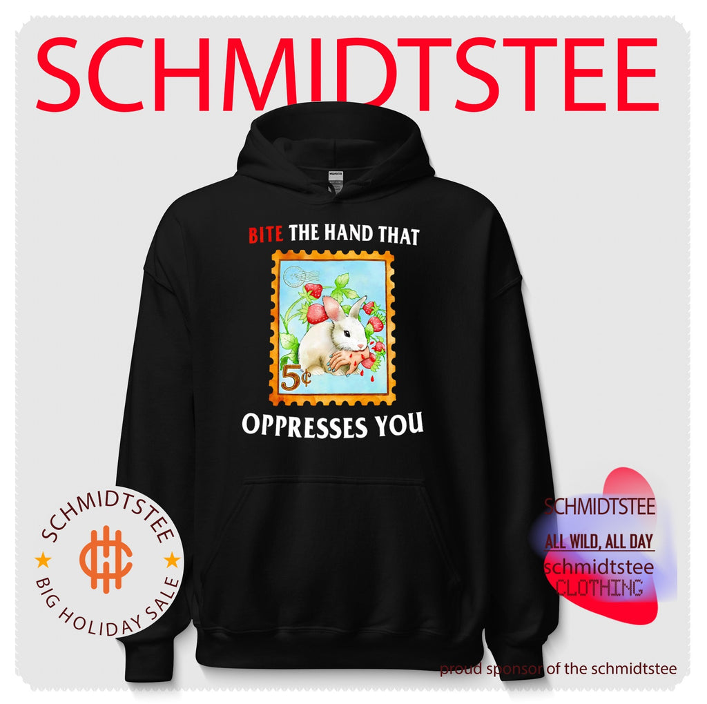 Bite the Hand That Oppresses You Rabbit Strawberry Stamp shirt