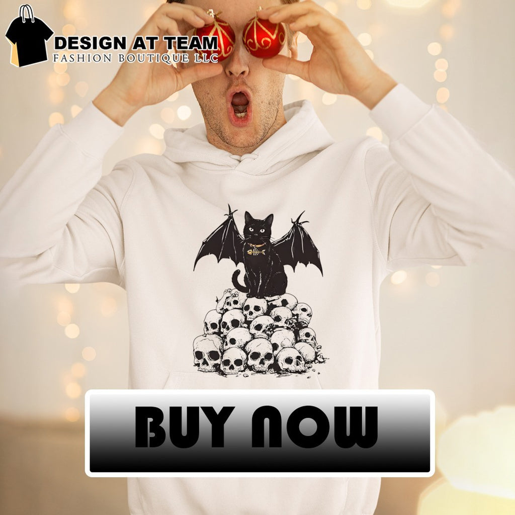 Black Bat Human Skulls Bone Fish Charm Shirt