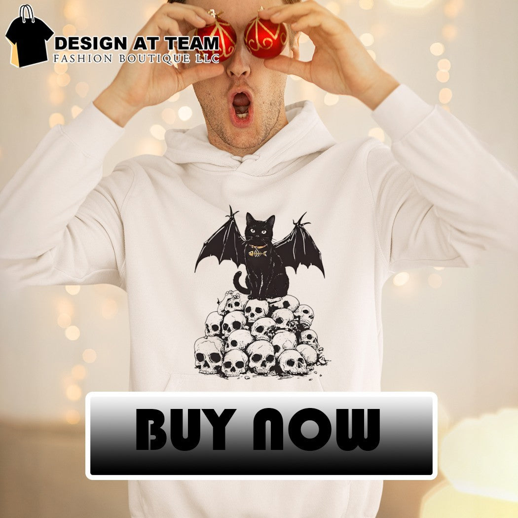 Black Bat Human Skulls Bone Fish Charm Shirt