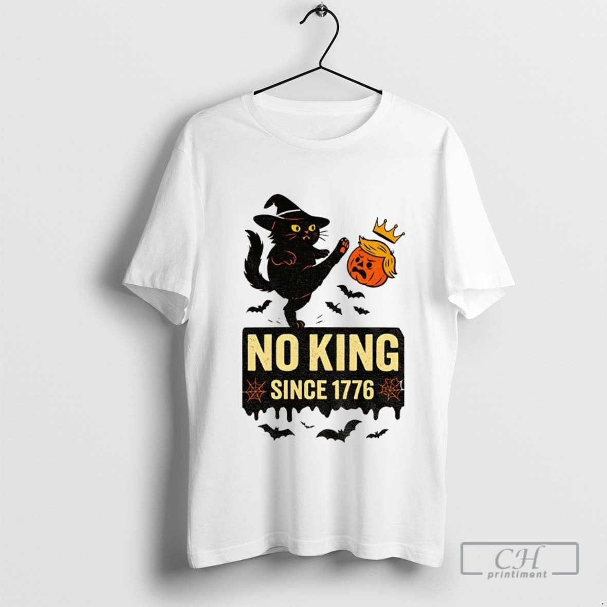 Black Cat Halloween No King Since 1776 Protest Subtle Anti Trump