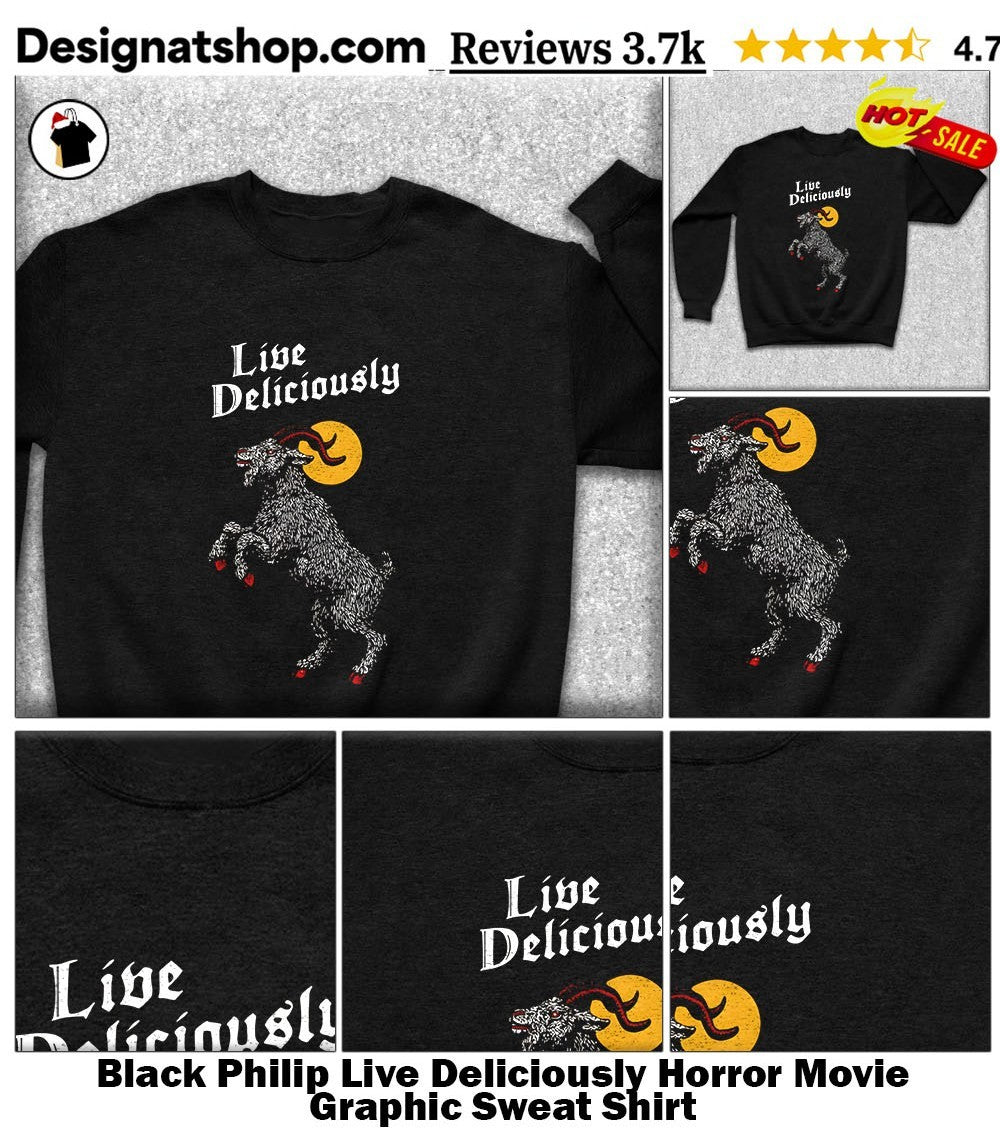 Black Philip Live Deliciously Horror Movie Graphic shirt