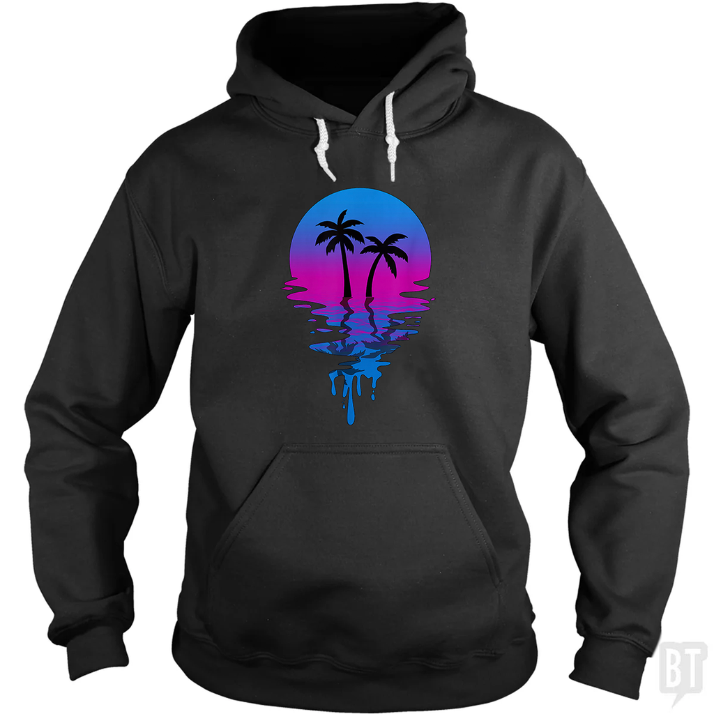 Vintage Retro Sunset Palm Tree Hoodie