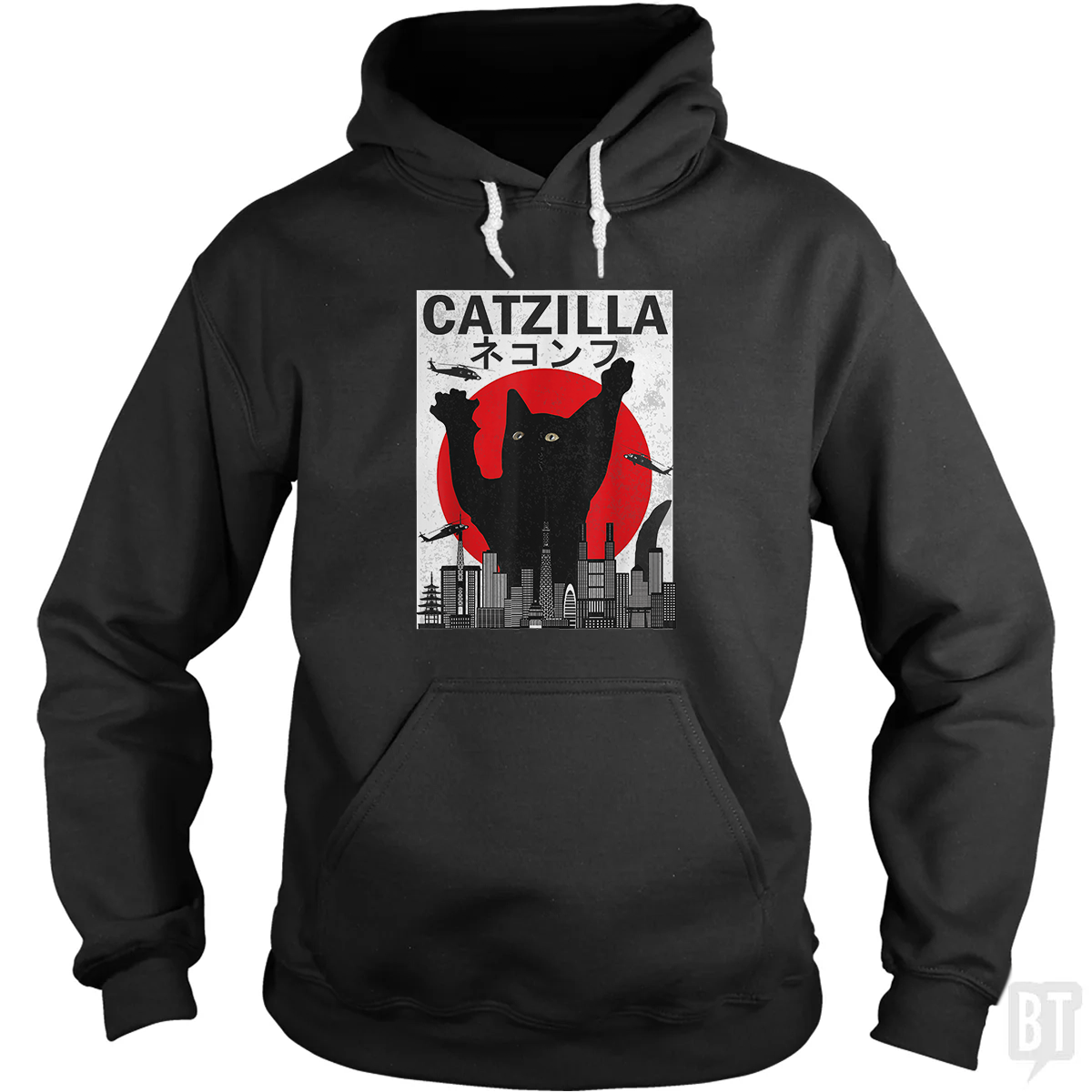 Vintage Catzilla Japanese Sunset Hoodie