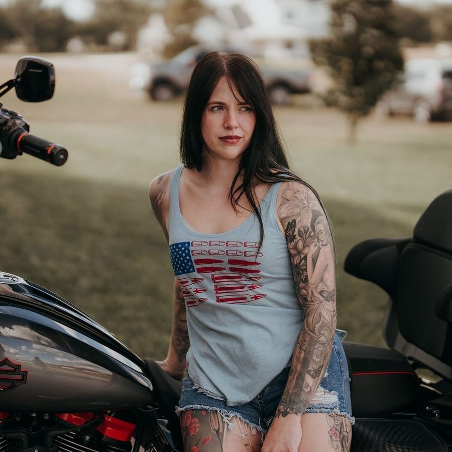 Women's Ammo Flag 2.0 Flowy Tank - Stonewash Denim