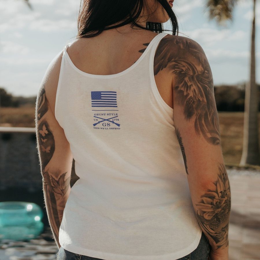 Women's Vintage American Flowy Tank - White