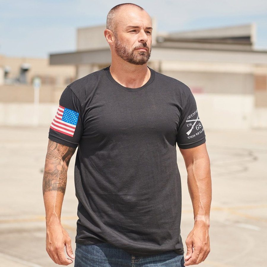 USA Flag Basic T-Shirts - Black - 3 Pack