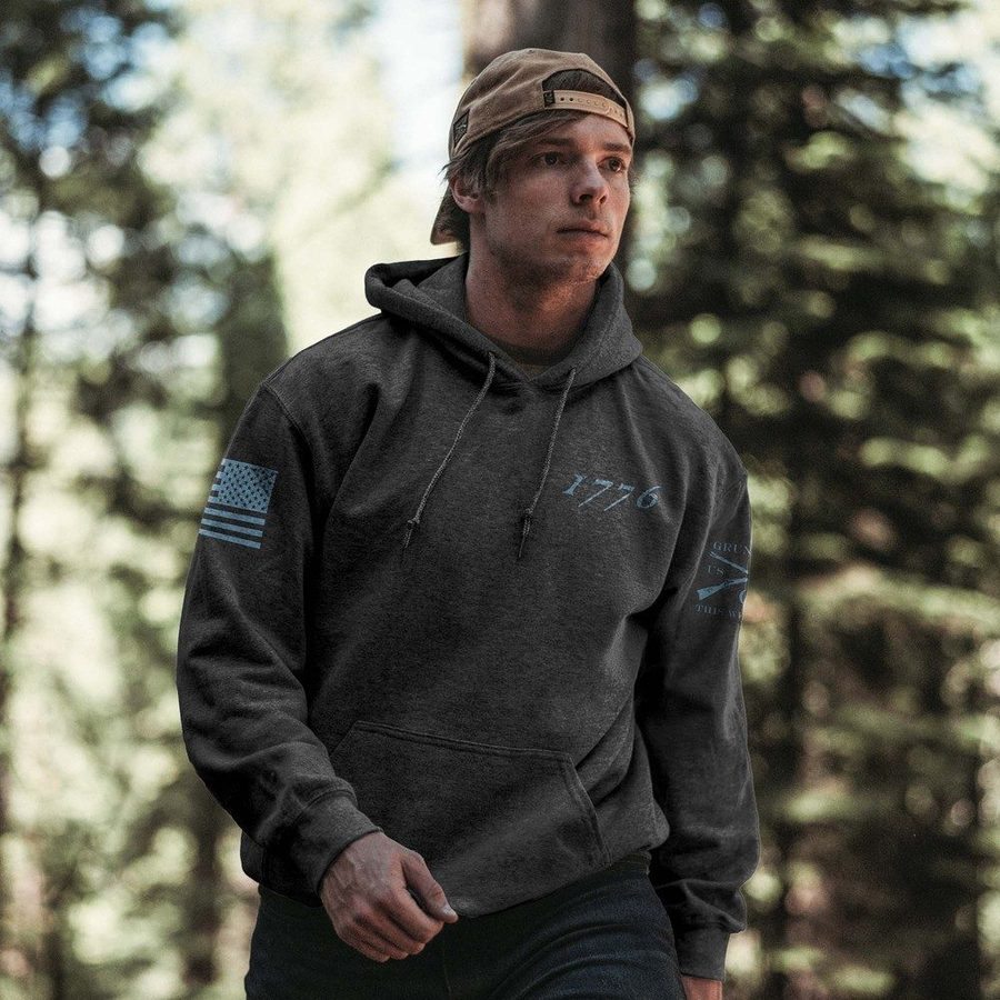 1776 Flag Hoodie - Dark Heather Gray