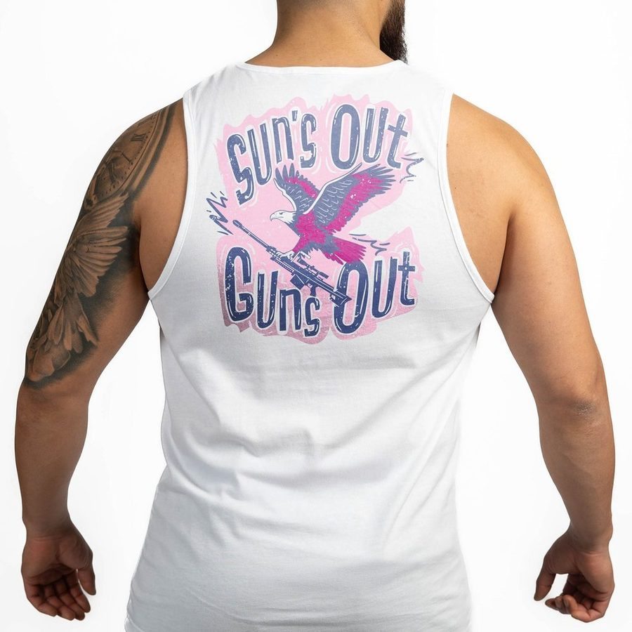Men's Sun Out, Guns Out Tank - White