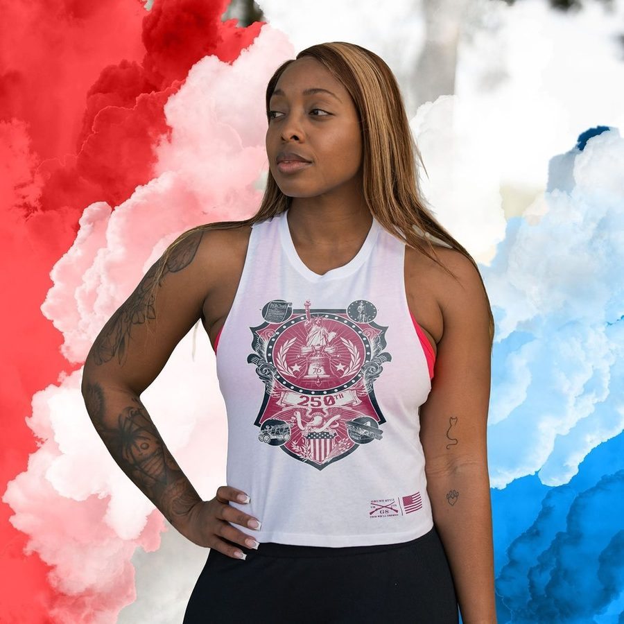 Women's 250th Commemorative Racerback Cropped Tank  - White