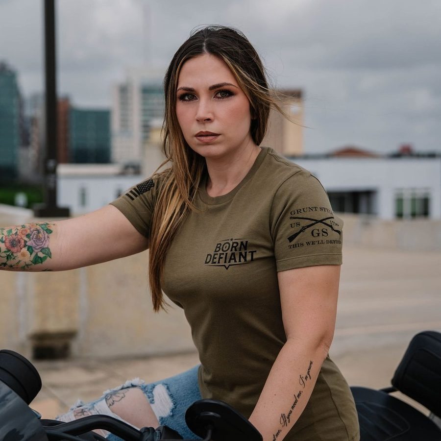 Women's Born Defiant Slim Fit T-Shirt - Military Green