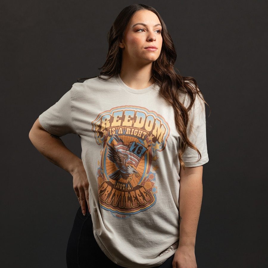 Women's Freedom Is A Right Boyfriend Fit T-Shirt -Sand