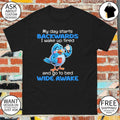 Blue Bird Sleepy Coffee Watch My Day Starts Backwards I Wake Up Tired Shirt